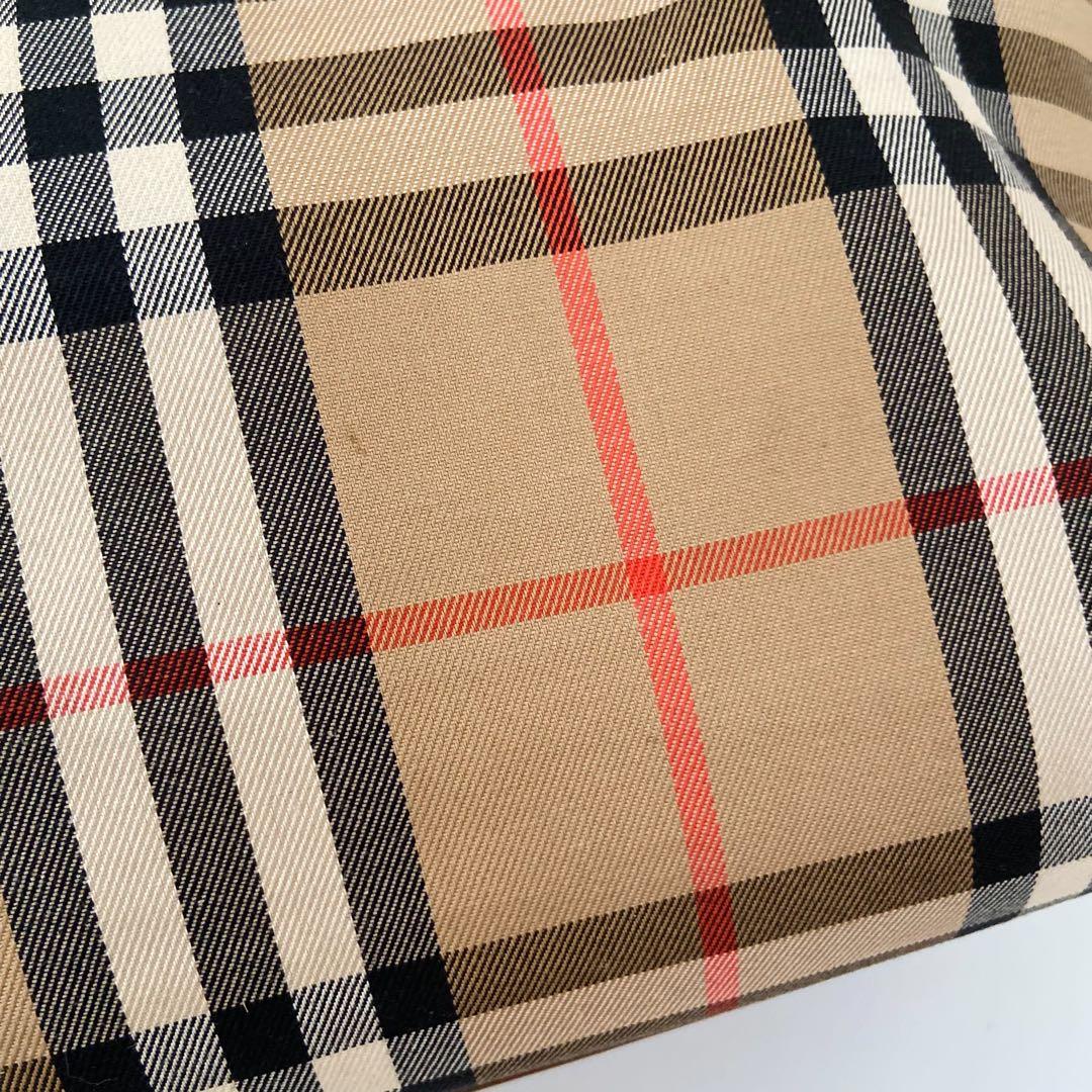 極美品 バーバリー ボストンバッグ シャドーホース ノバチェック PVC